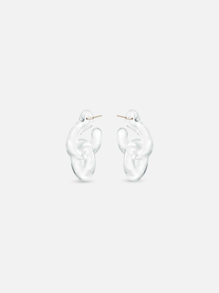 Earrings Annika Inez | Dual Glassy Hoops, Small Clear