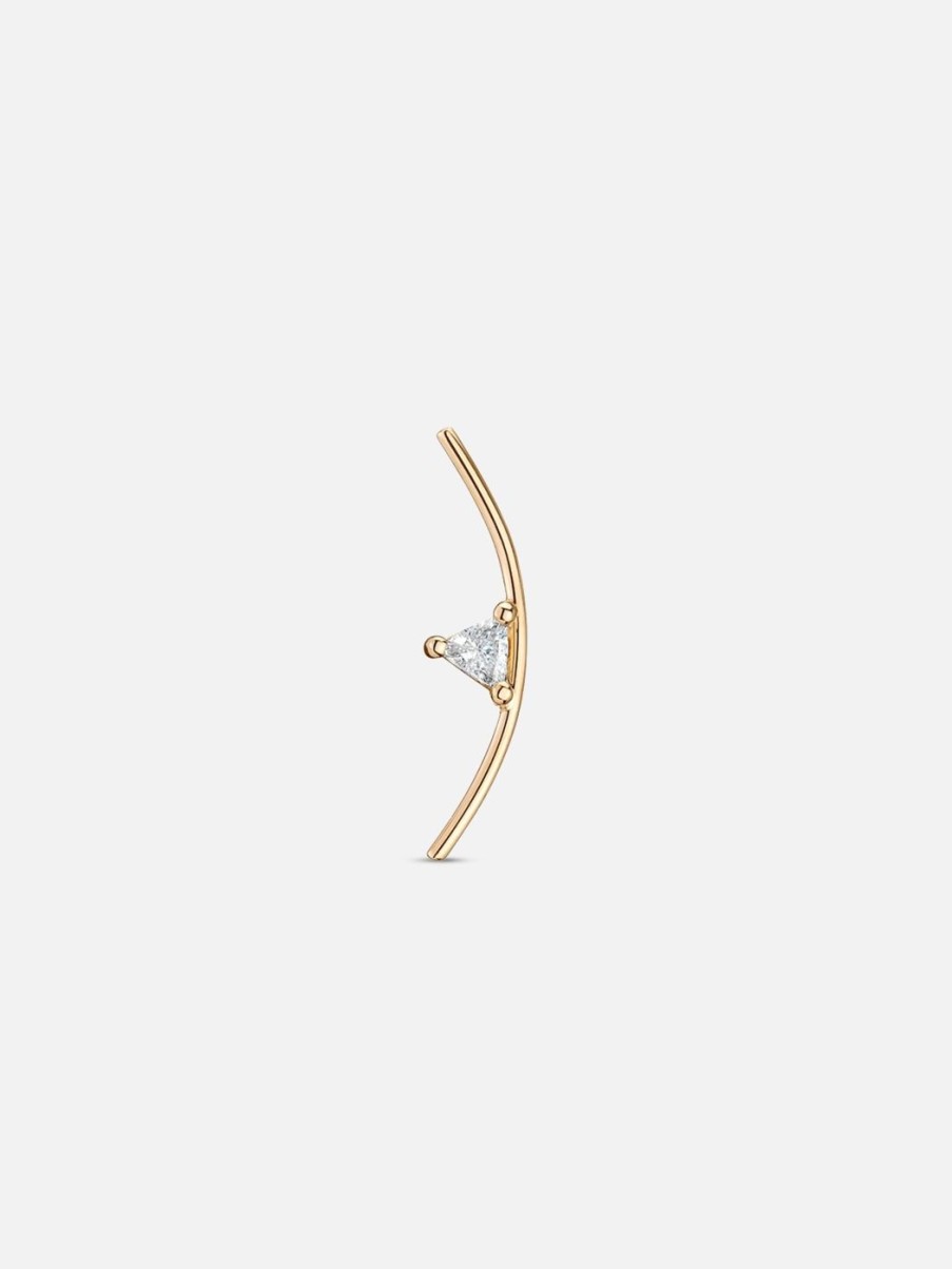 Earrings Labulgara | Element Curve Gold Stud Earring Yellow Gold/ White Diamond