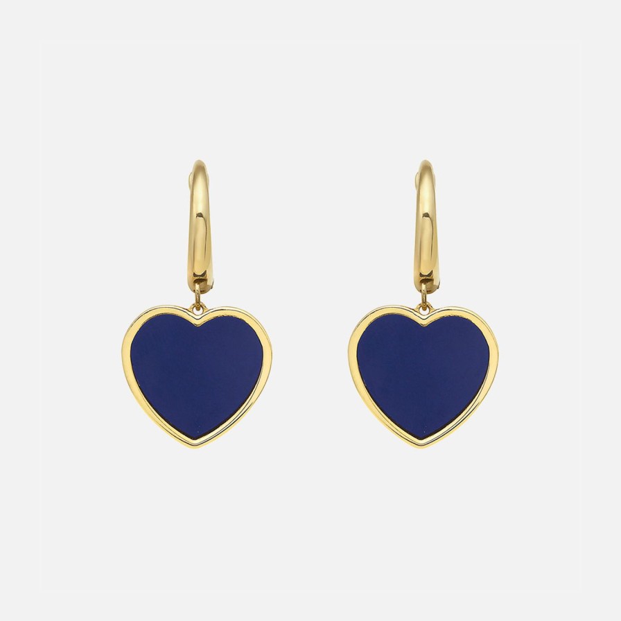 Earrings Lionheart | Heart Drop Lapis Lazuli Huggies