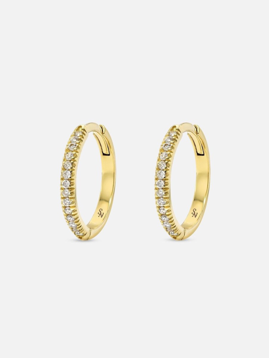 Earrings Stacy Nolan | Huggie Hoop With Diamonds - 13 Mm