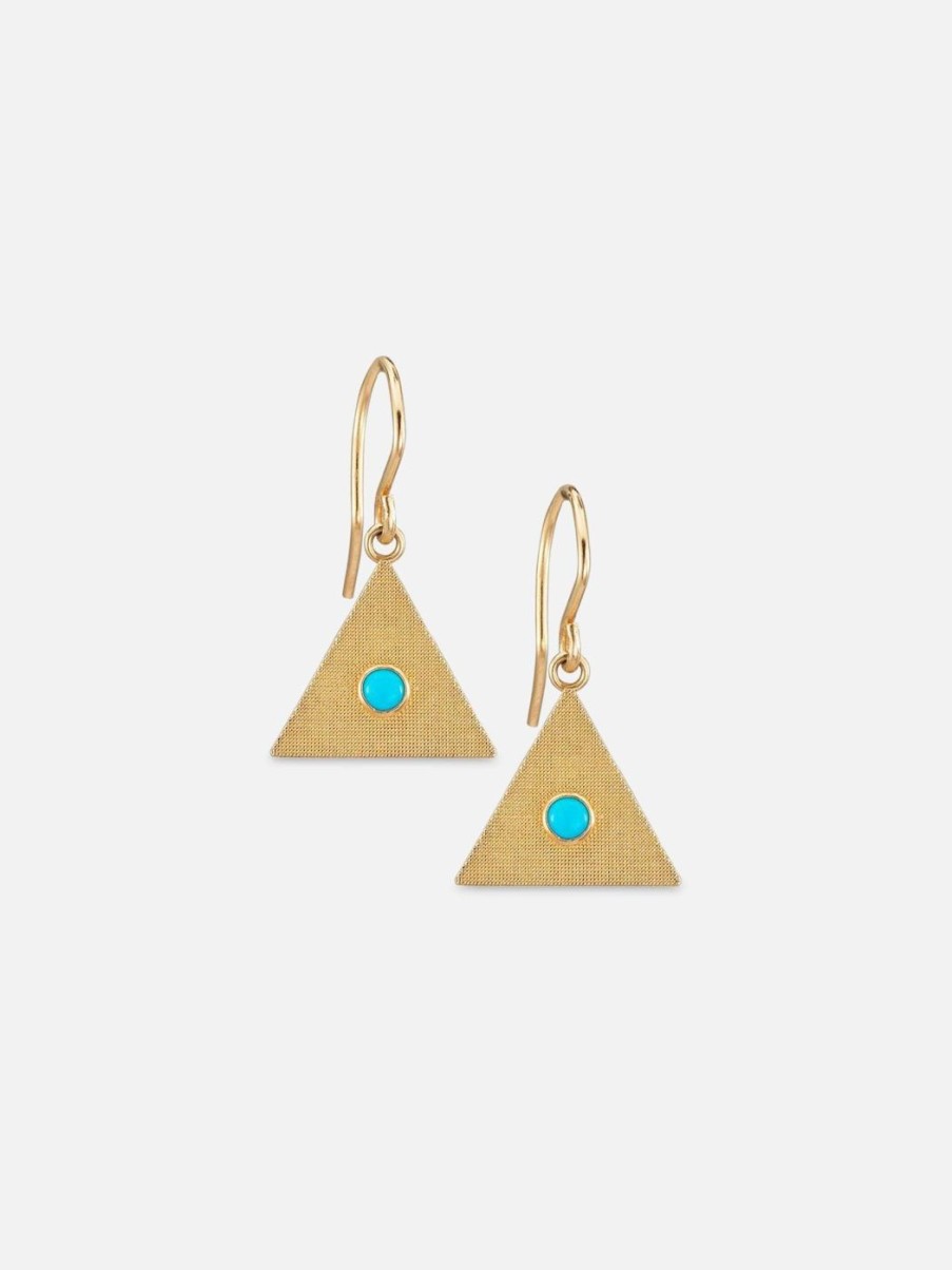 Earrings Alice Pierre | Sand Triangle Earrings With Turquoise