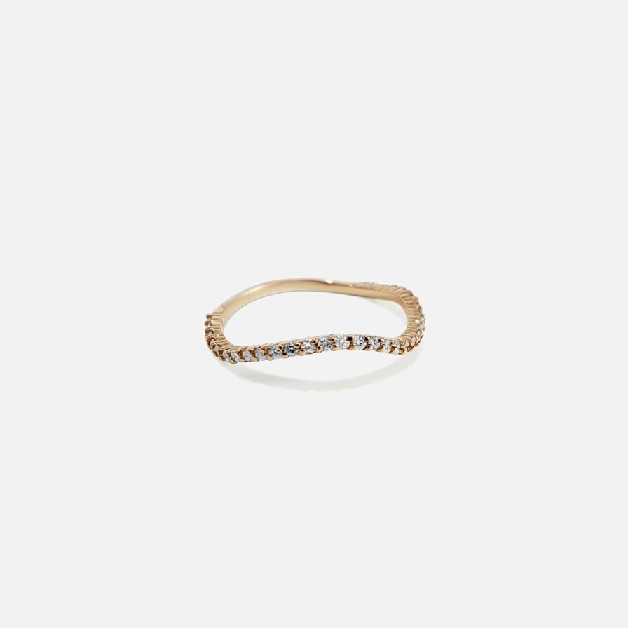 Rings Labulgara | Pave Ocean Wave Diamond Band Ring 14K Yellow Gold