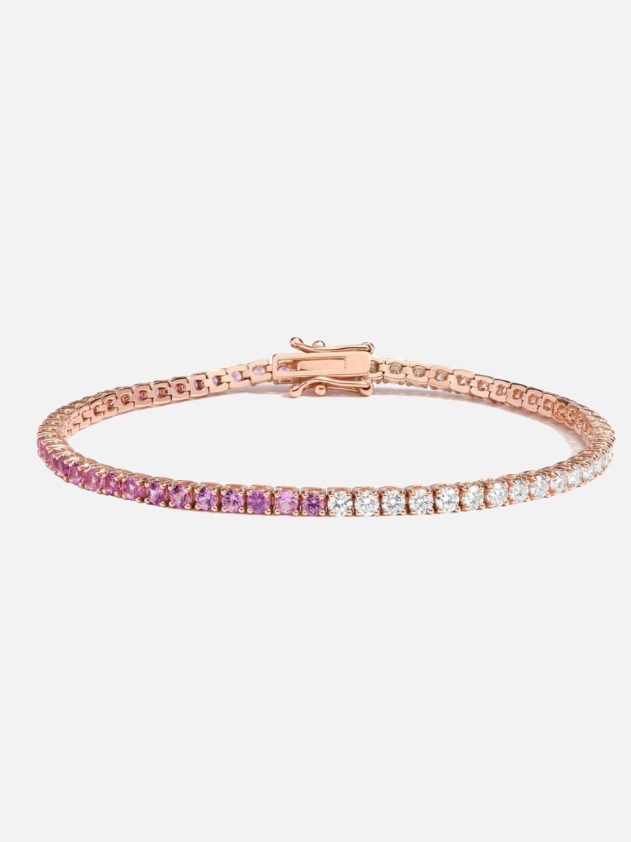 Bracelets At Present | Half Diamond Half Pink Sapphire Bracelet