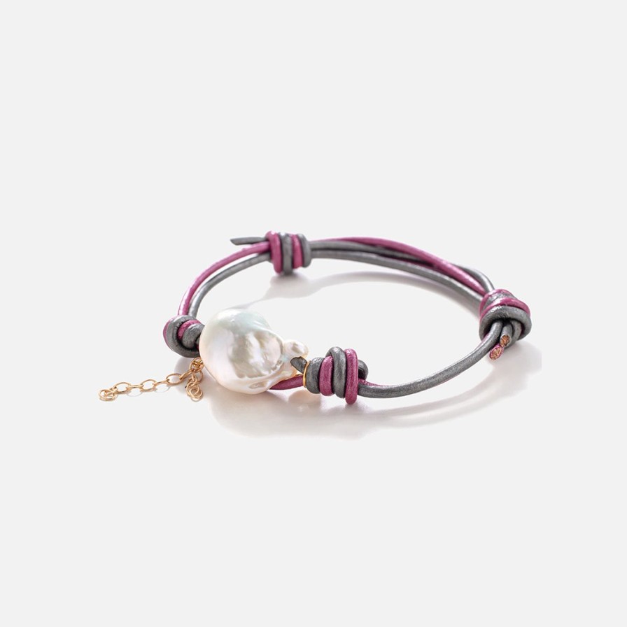 Bracelets Joie DiGiovanni | Barbie Baroque Pearl Goldheart Chain Leather Bracelet