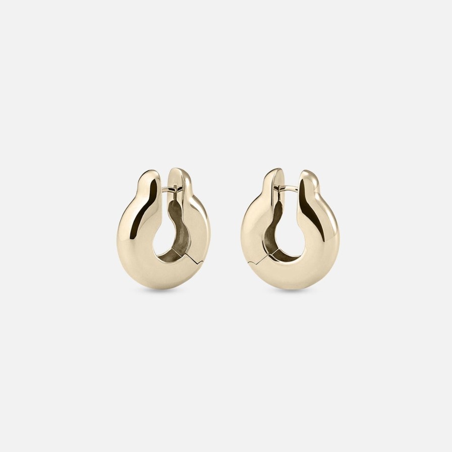 Earrings Annika Inez | Ample Hinge Hoops, Large Gold Plated