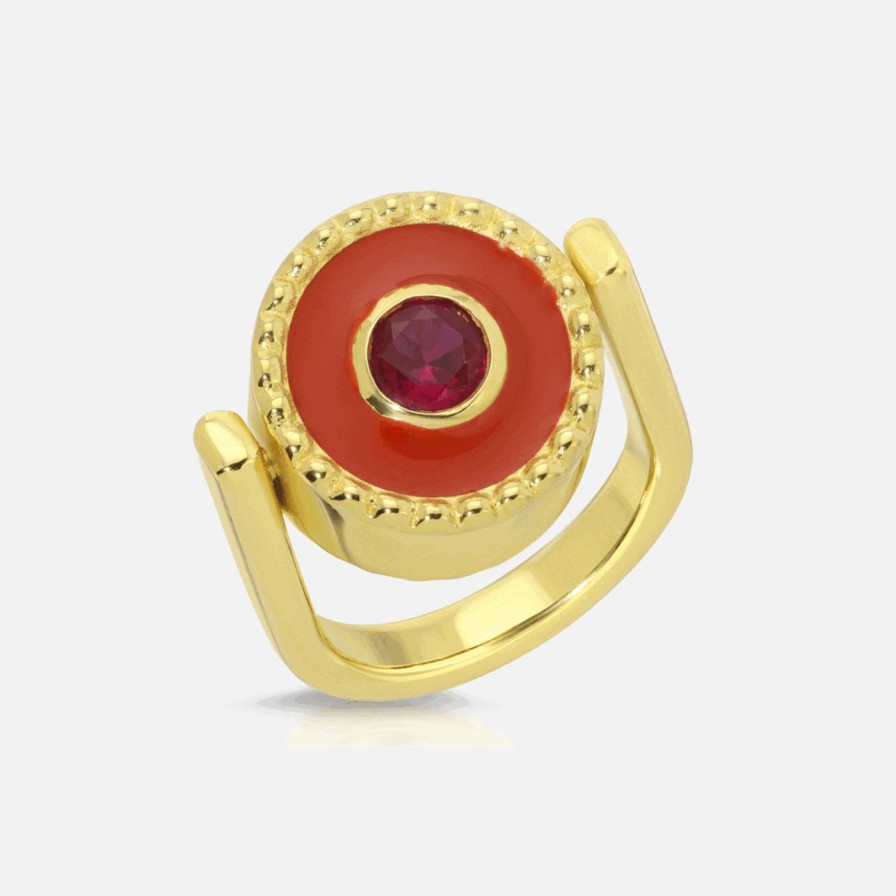 Rings Monbouquette | Reversible Coin Pinky Ring Poppy/Gold