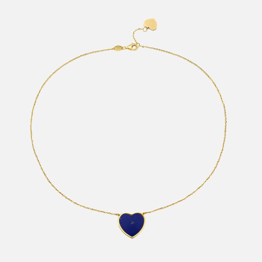 Necklaces Lionheart | Lapis Inlay Heart Necklace