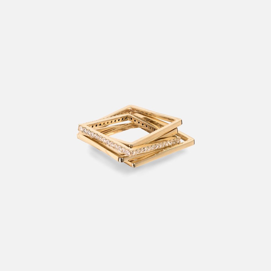 Rings Leslie Paige Jewelry | Five Band Puzzle Ring In Yellow Gold