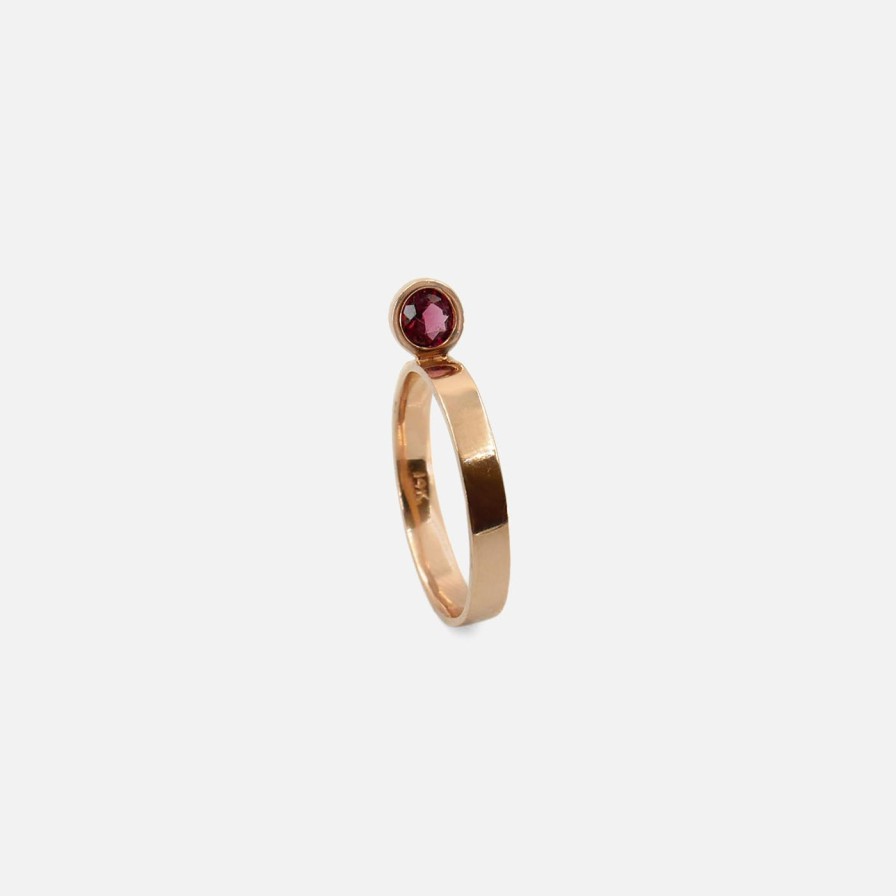 Rings Leslie Paige Jewelry | Perched Setting Round Ruby Stacking Ring