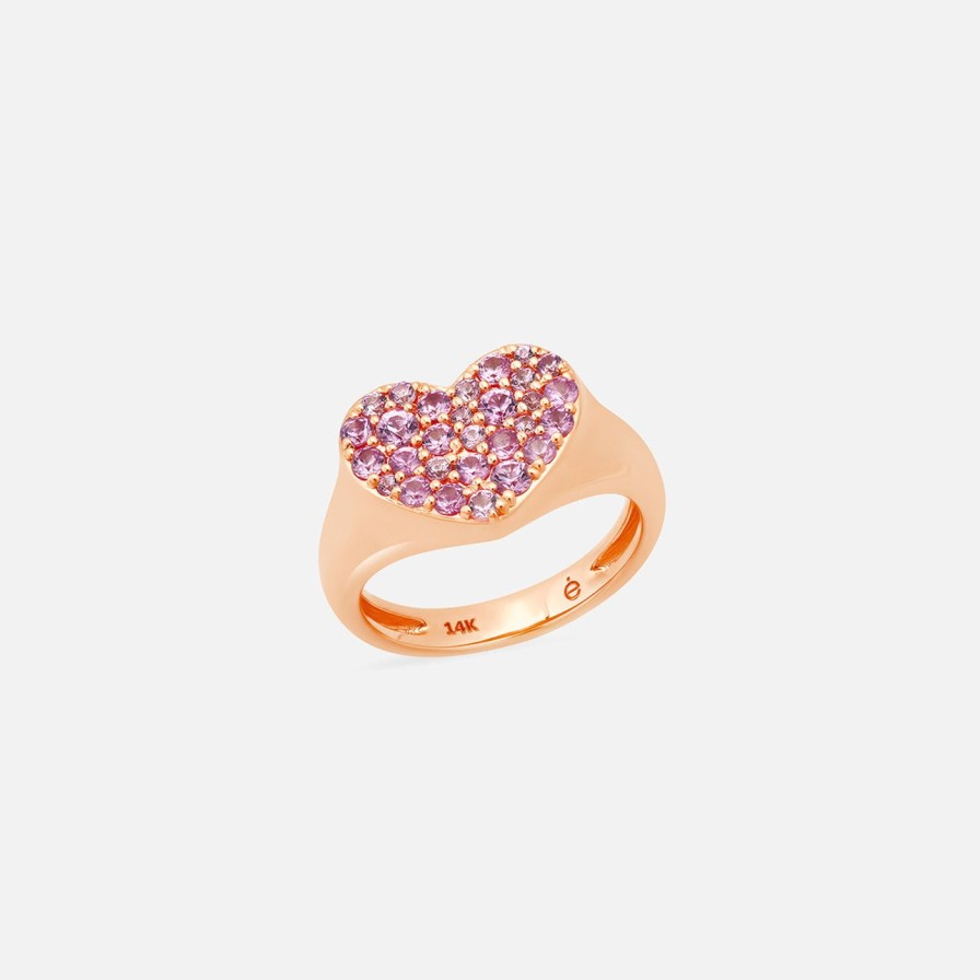 Rings Eriness | Pink Sapphire Smushed Heart Pinky Ring