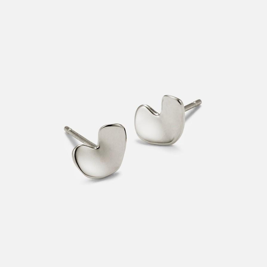 Earrings AGMES | Sculpted Heart Studs Sterling Silver