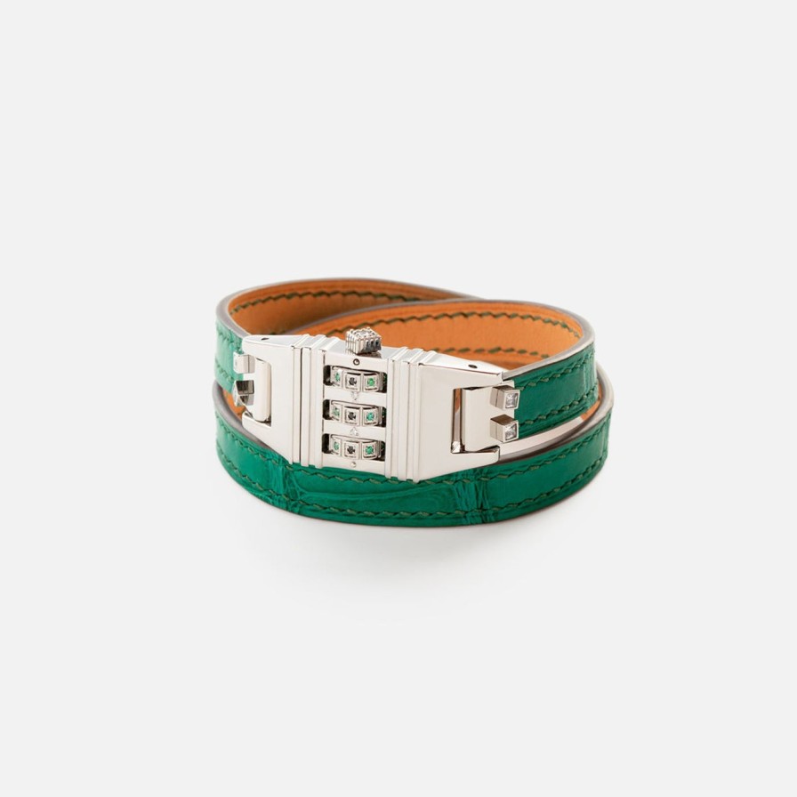 Bracelets James Banks Design | Code Bracelet, Green Crocodile