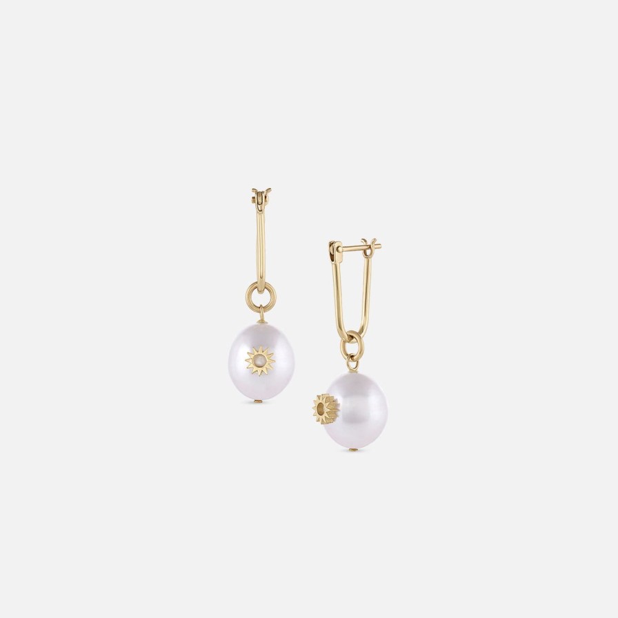 Earrings EMBLM Fine Jewelry | Pearl Mini Spur Earring 14K Yellow Gold