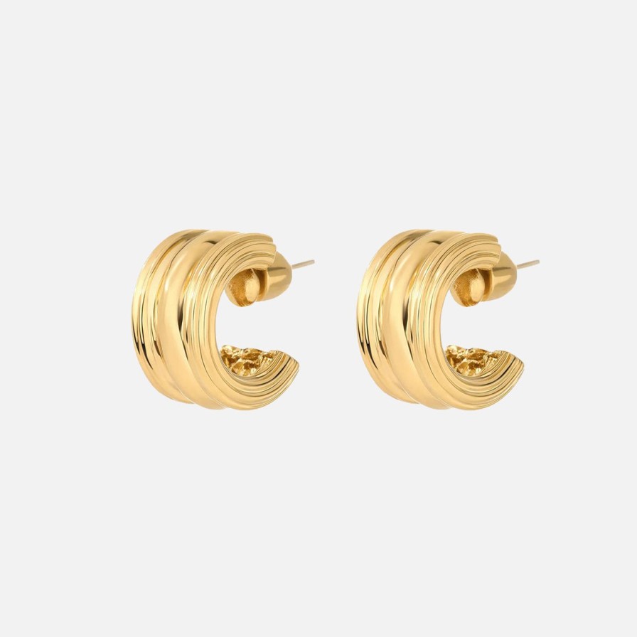 Earrings Christina Caruso | Baby Triple Hoop Earring Gold Plated