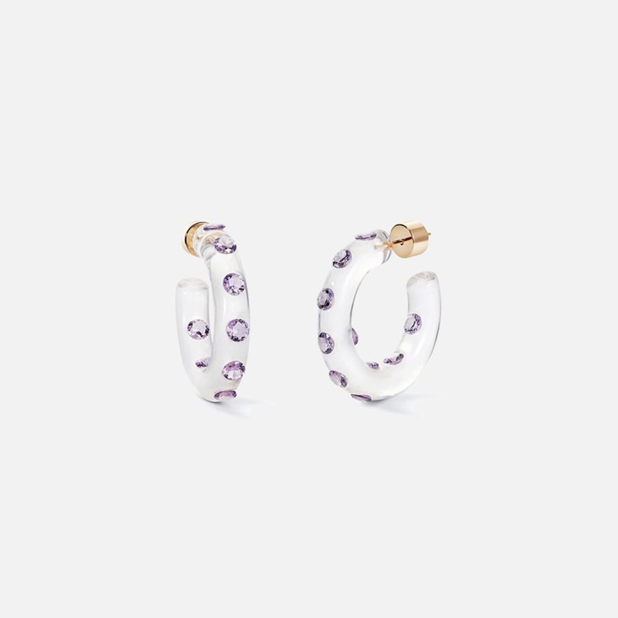 Earrings Sarah Noor | Small Lucid Hoops, Violet