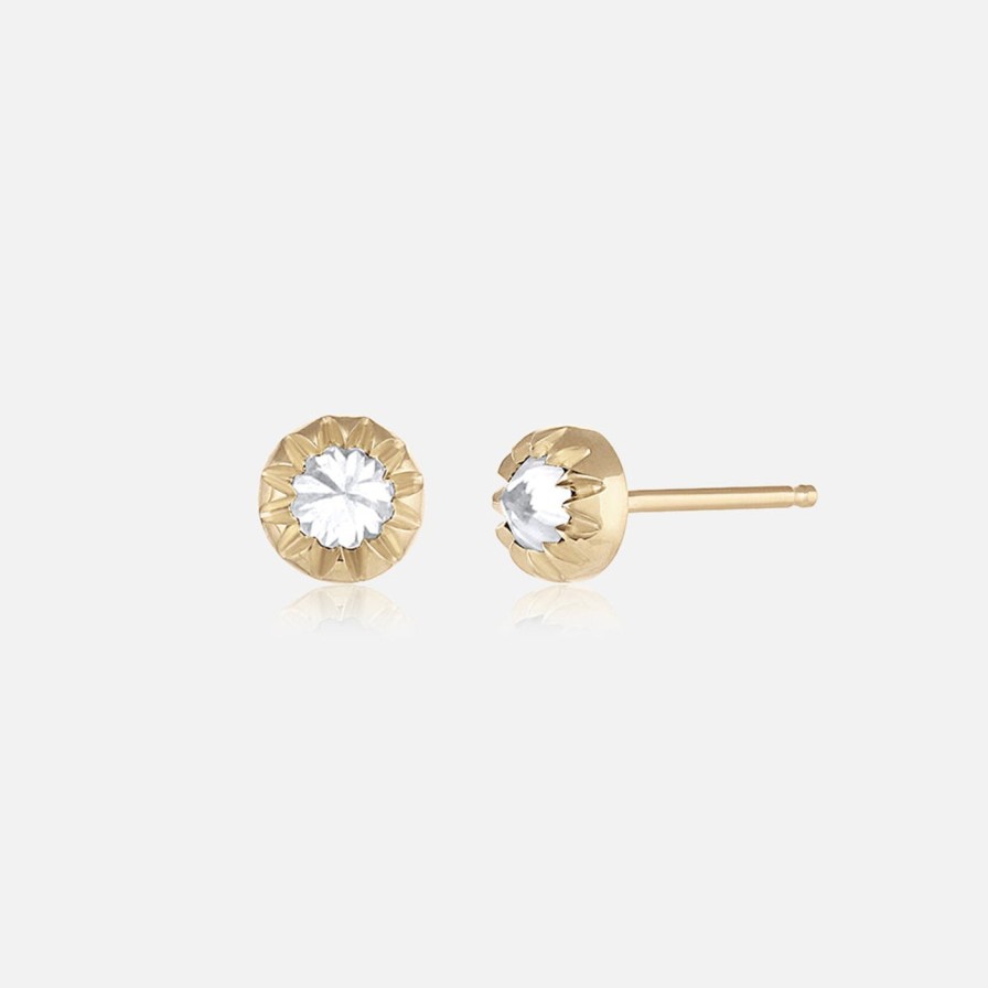 Earrings EMBLM Fine Jewelry | Baby Peristome Inverted Diamond Stud 14K Yellow Gold