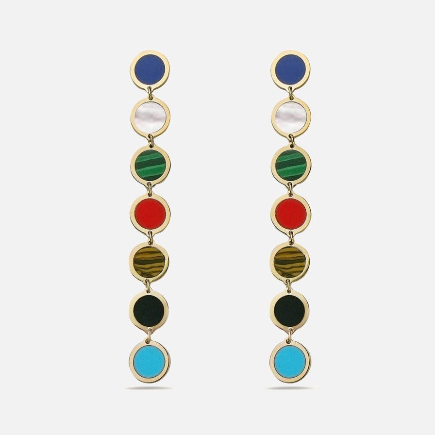 Earrings Lionheart | Rainbow Circle Disc Drop Earrings