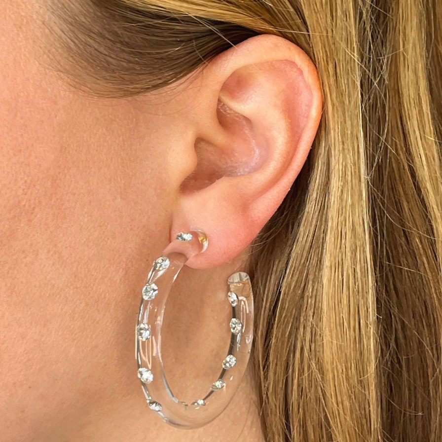 Earrings Sarah Noor | Medium Lucid Hoops, Clear