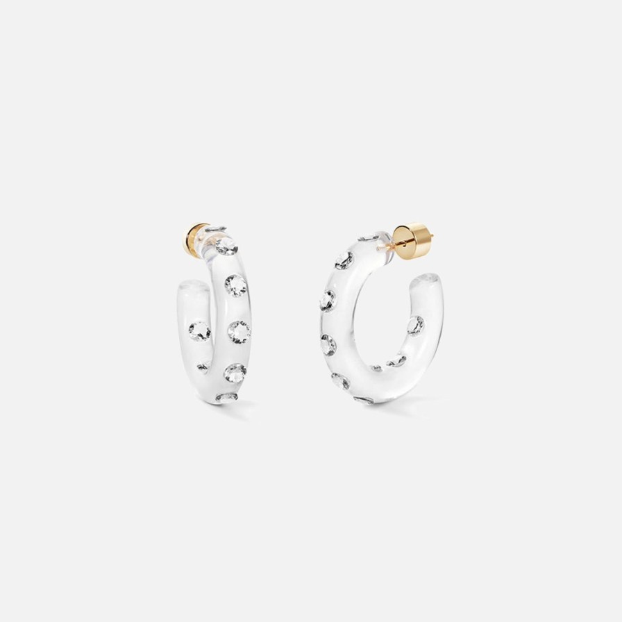 Earrings Sarah Noor | Small Lucid Hoops, Clear