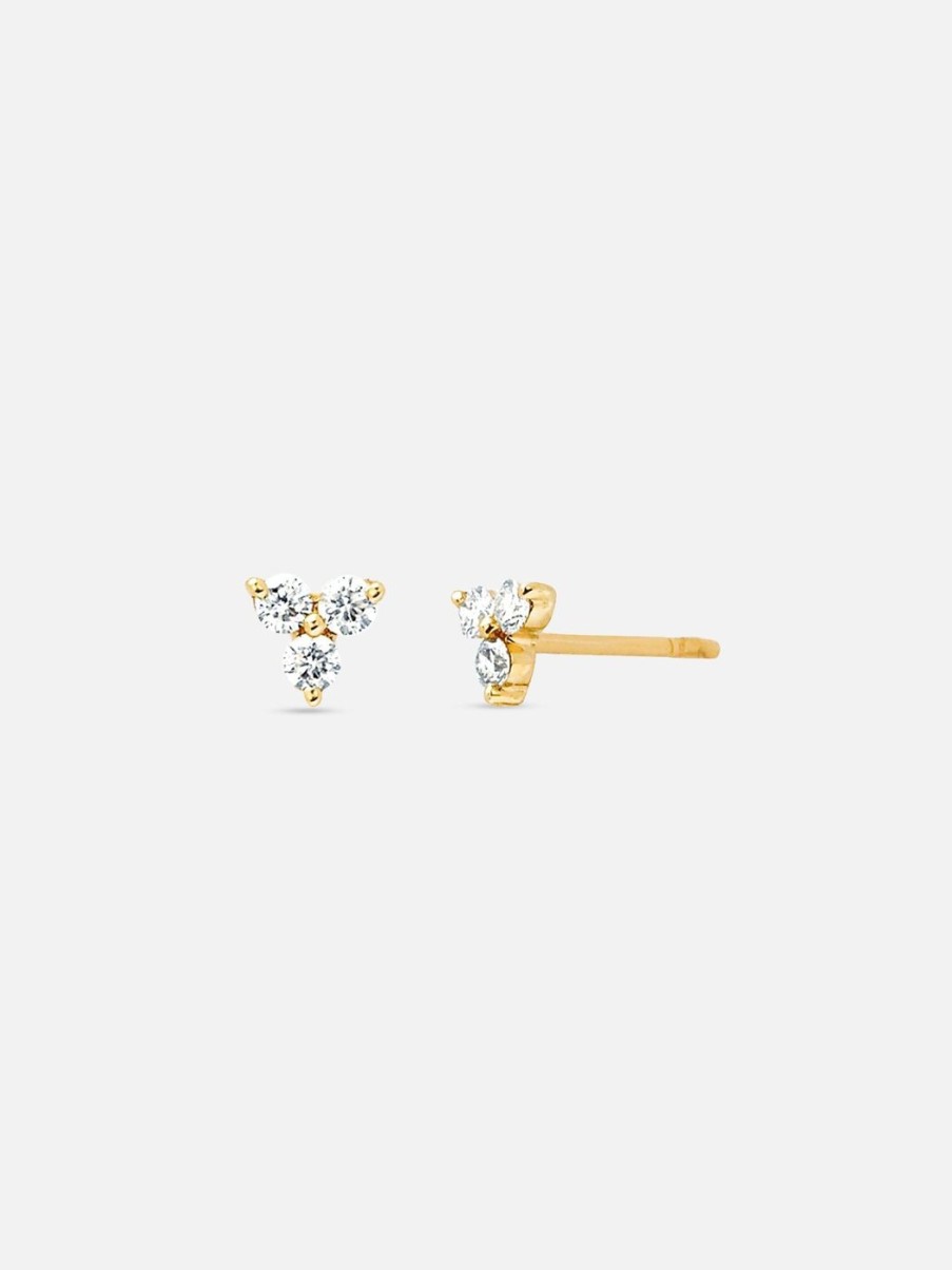 Earrings EF Collection | Diamond Trio Stud Earring