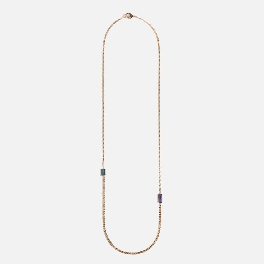 Necklaces Objet-a | Curb Chain Necklace, Tourmaline And Sapphire