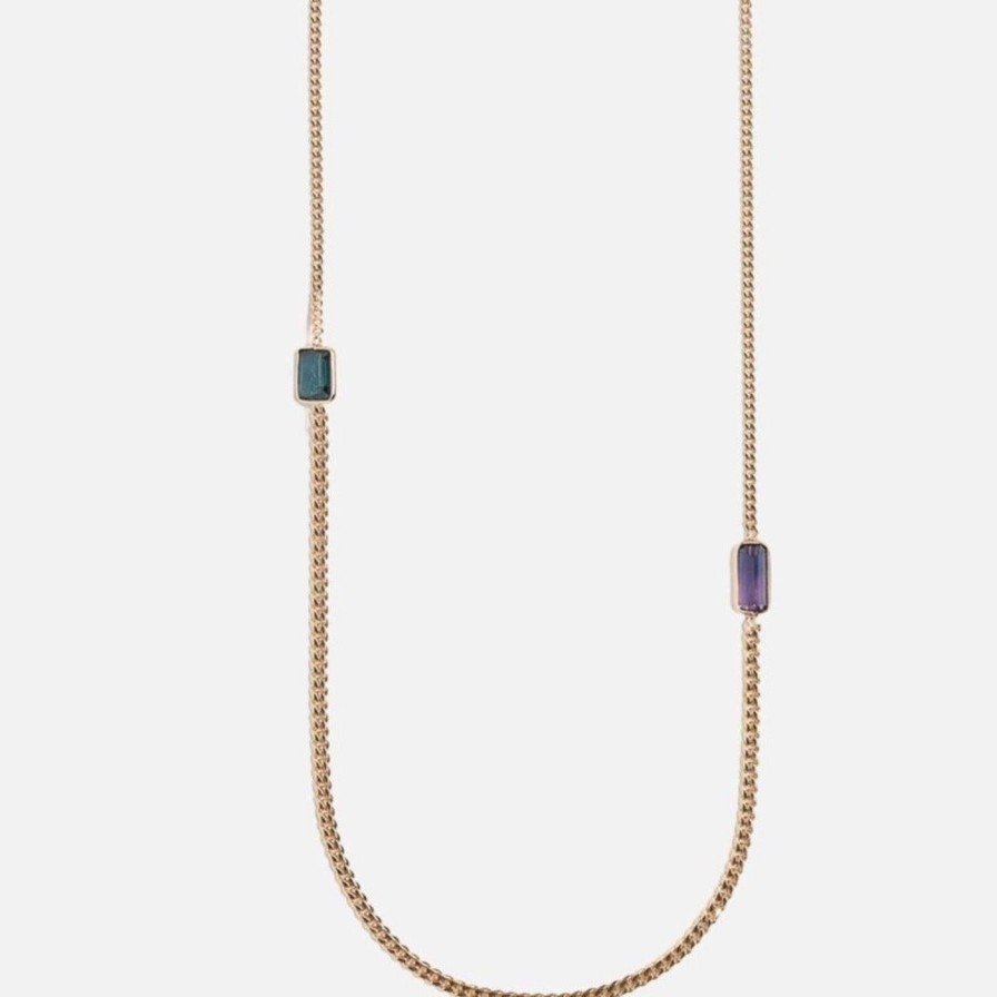 Necklaces Objet-a | Curb Chain Necklace, Tourmaline And Sapphire