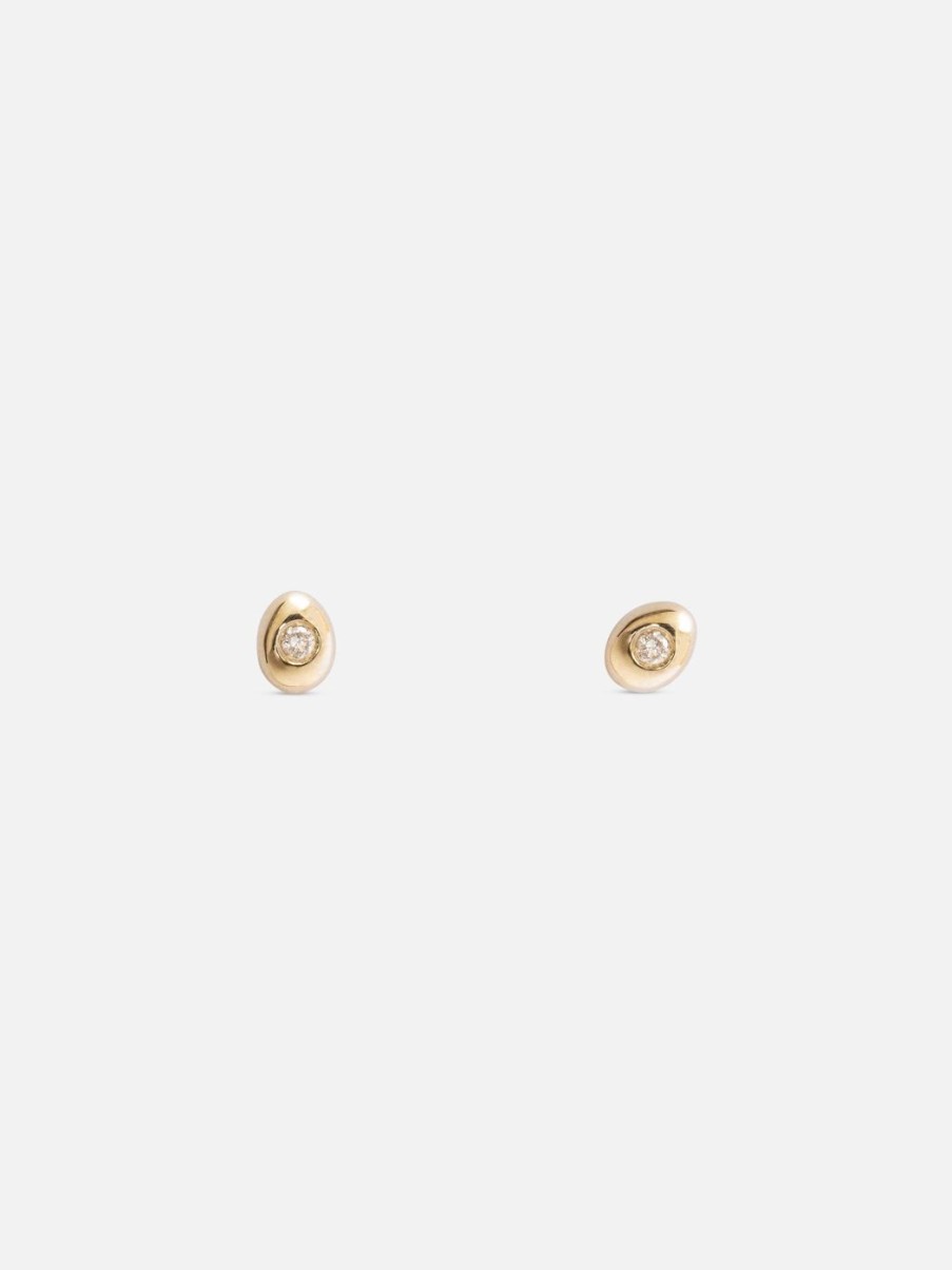 Earrings M. Hisae | White Diamond Petite Pebble Studs