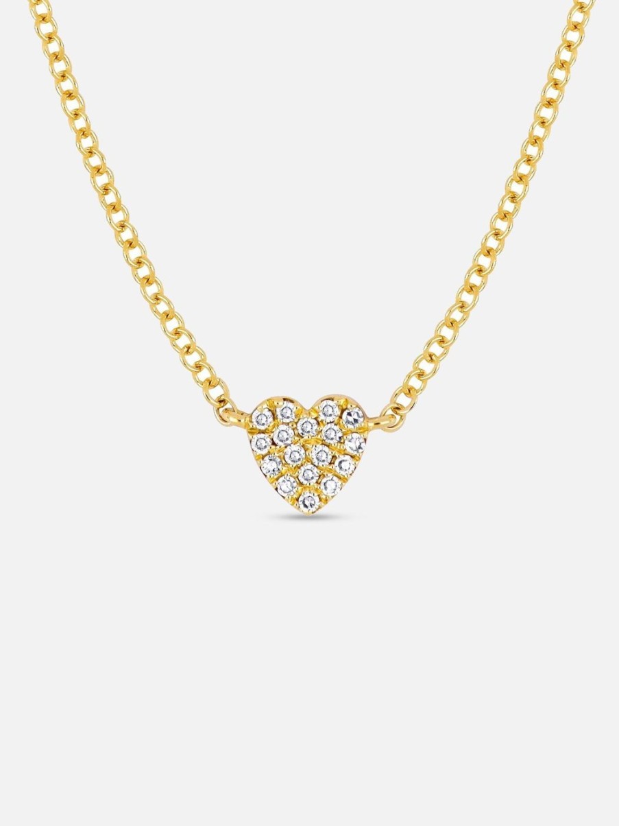 Necklaces EF Collection | Baby Diamond Heart Necklace Yellow Gold