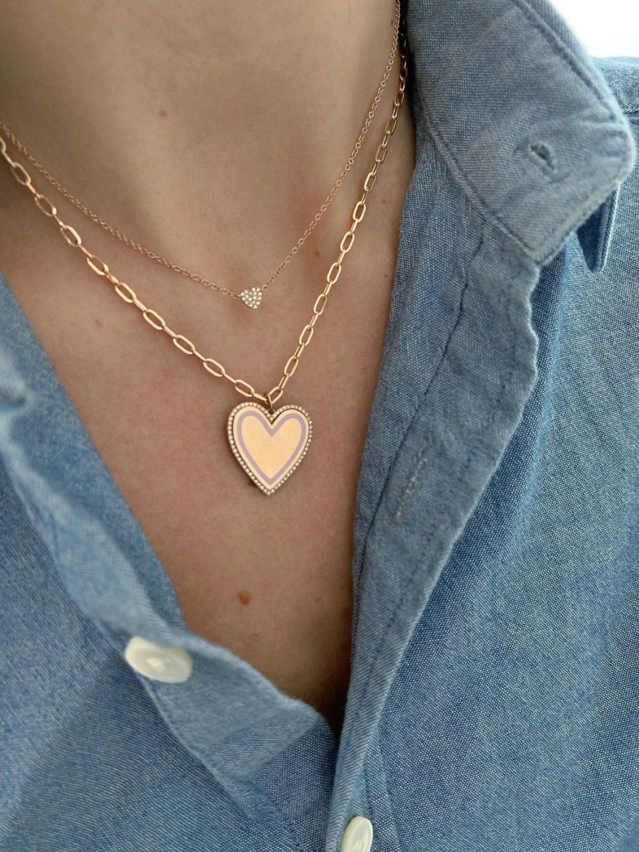 Necklaces EF Collection | Baby Diamond Heart Necklace Yellow Gold