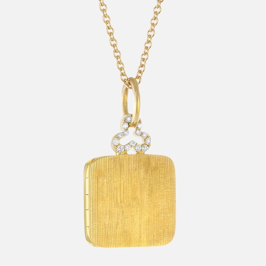 Necklaces Devon Woodhill | Small Diamond Trefoil Pillow Locket