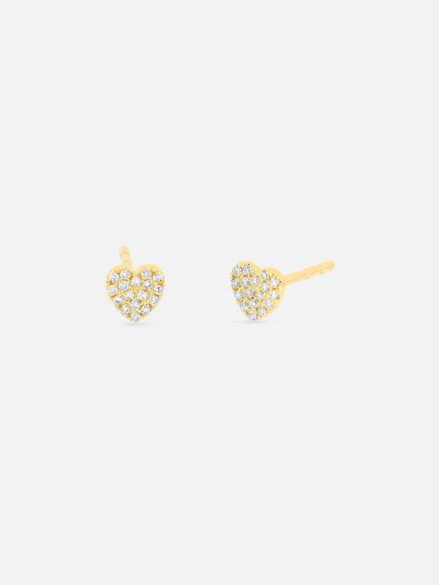 Earrings EF Collection | Baby Diamond Heart Stud Earring