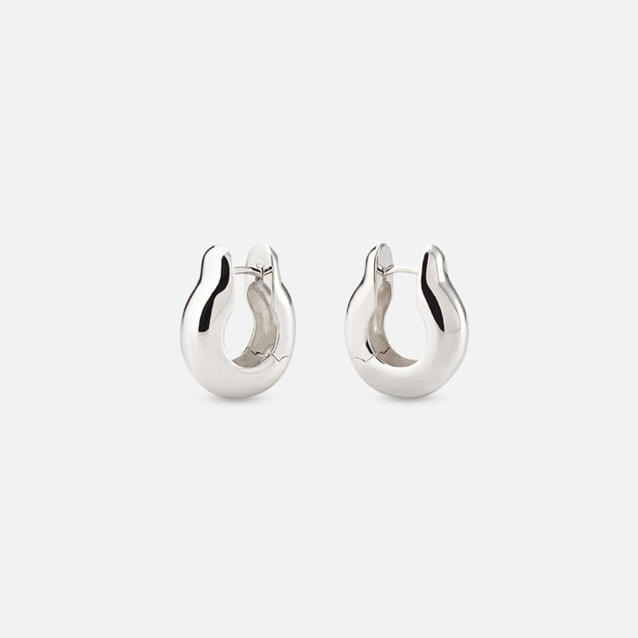 Earrings Annika Inez | Ample Hinge Hoops, Small Sterling Silver