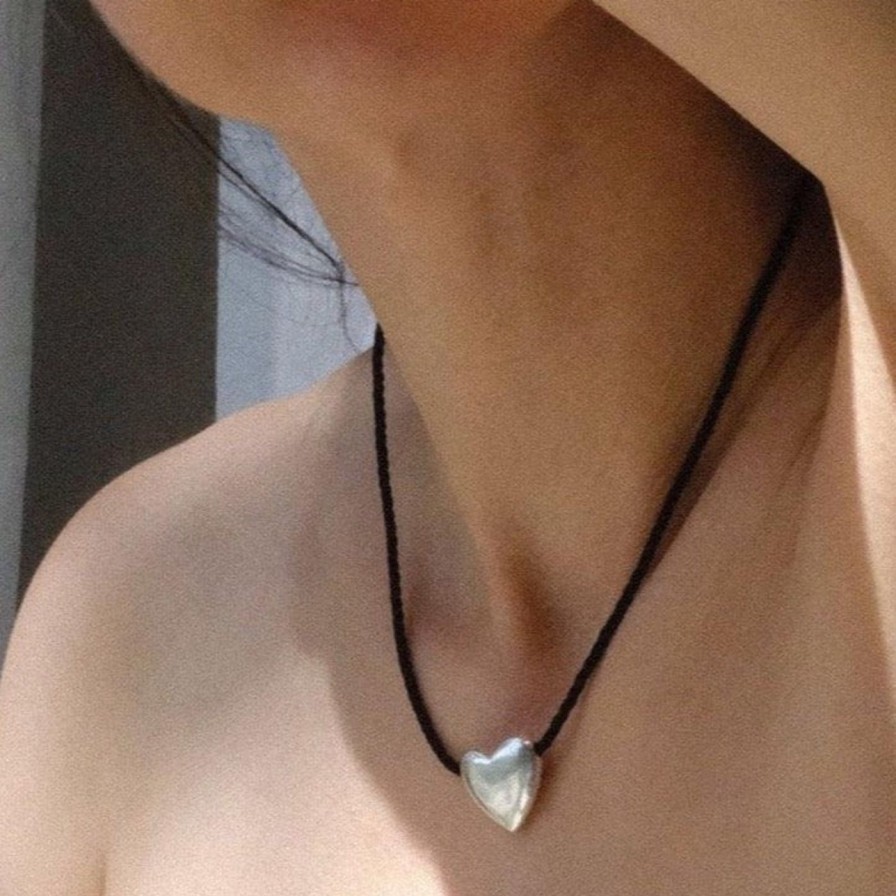 Necklaces Annika Inez | Heart Necklace, Small Sterling Silver