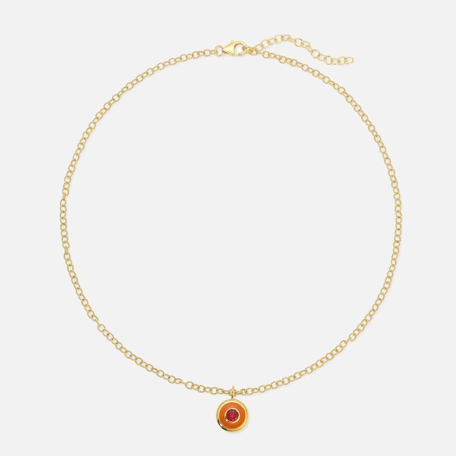 Necklaces Monbouquette | Reversible Coin Necklace Poppy/Gold