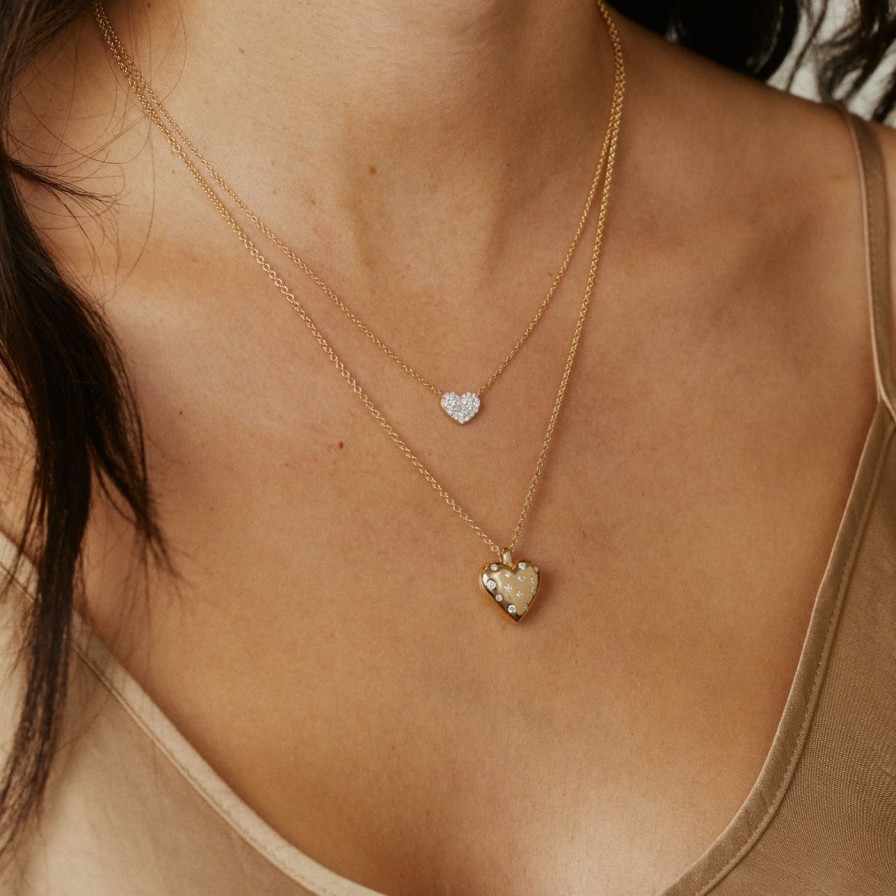 Necklaces Eriness | Diamond Smushed Heart Necklace