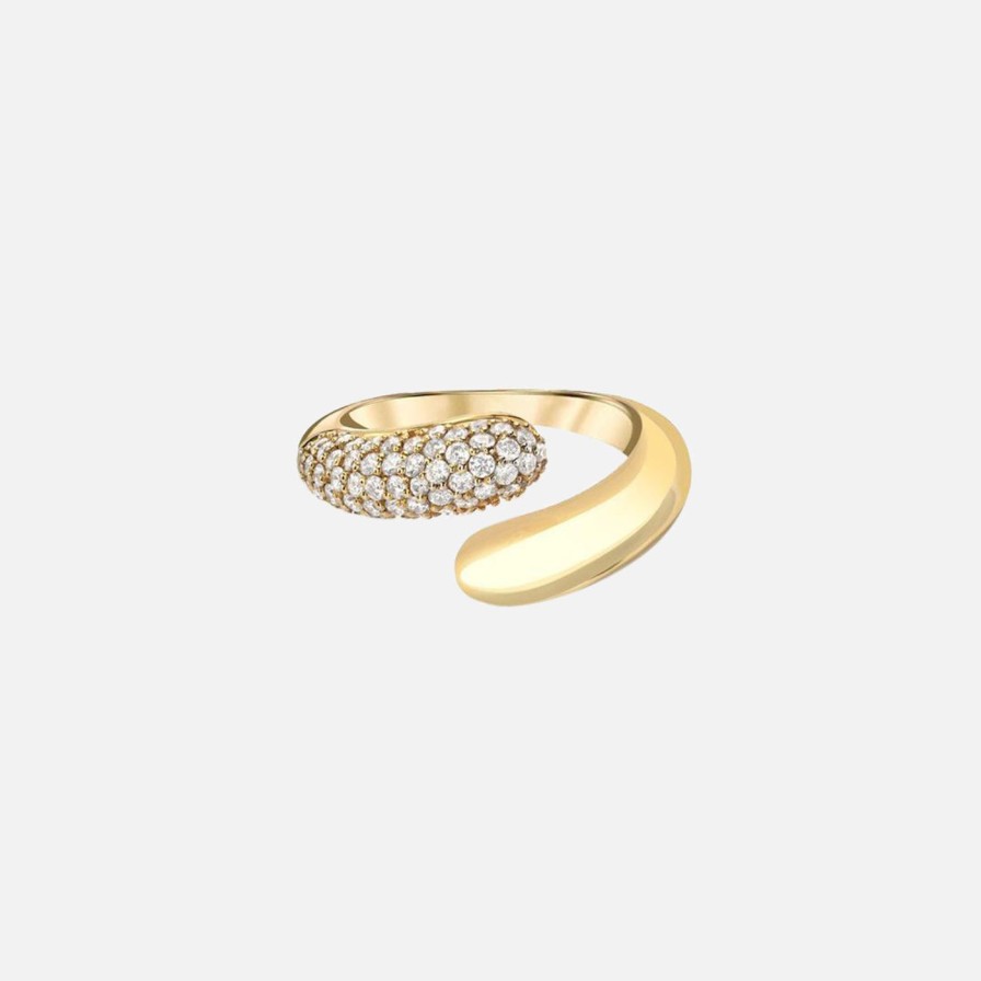 Rings Stacy Nolan | Petal Wrap Ring With Half Pave Diamonds