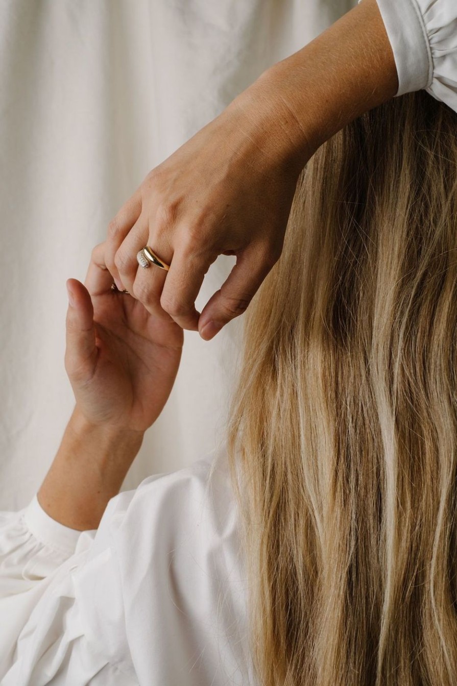 Rings Stacy Nolan | Petal Wrap Ring With Half Pave Diamonds