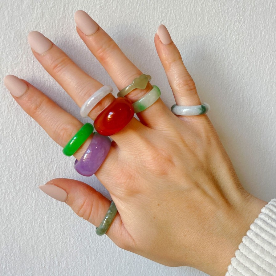 Rings seree | Tee, White Jade Stone Ring White Quartzite