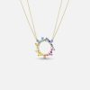 Necklaces Meredith Young | Open Circle Necklace In Rainbow Sapphires Yellow Gold