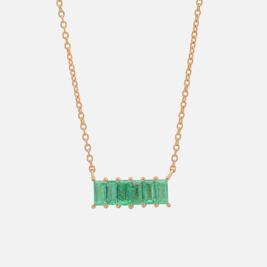 Necklaces Eriness | Emerald Baguette Staple Necklace