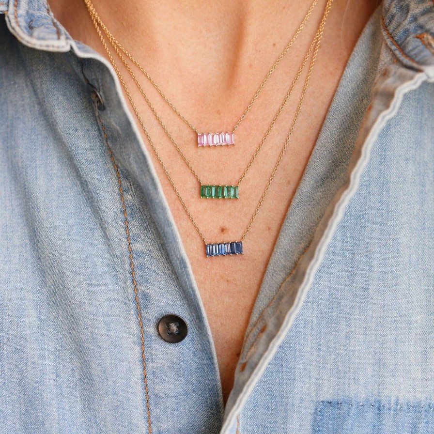 Necklaces Eriness | Emerald Baguette Staple Necklace