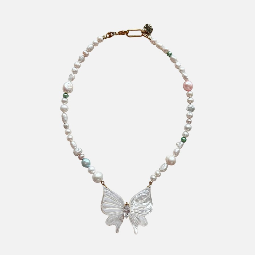 Necklaces NOTTE | Jumbo Farfalla Glow Pearl Necklace