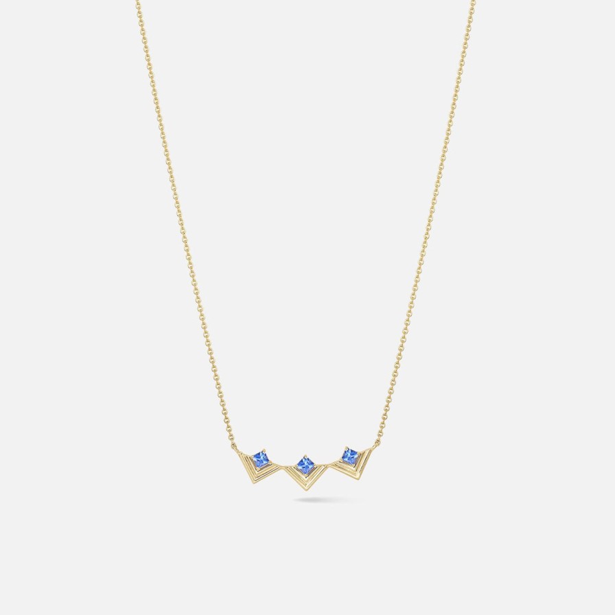 Necklaces ParkFord | Mini Frame Necklace Blue Sapphire