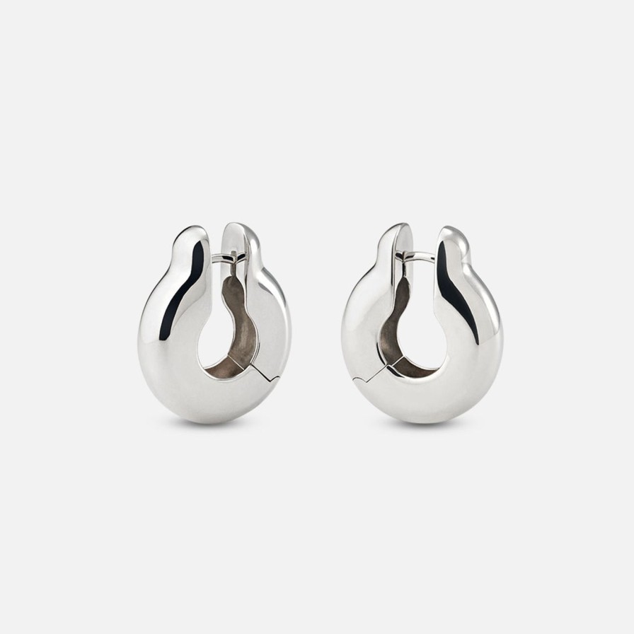 Earrings Annika Inez | Ample Hinge Hoops, Large Sterling Silver