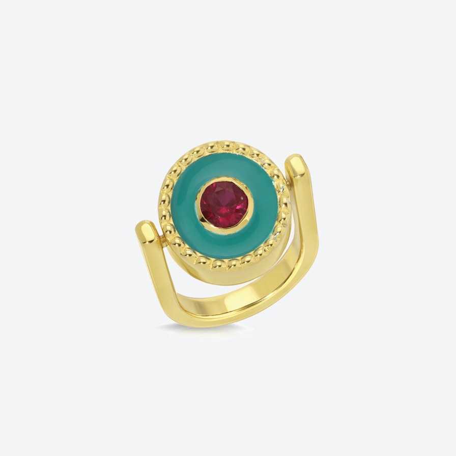 Rings Monbouquette | Reversible Coin Pinky Ring Fuchsia/Gold