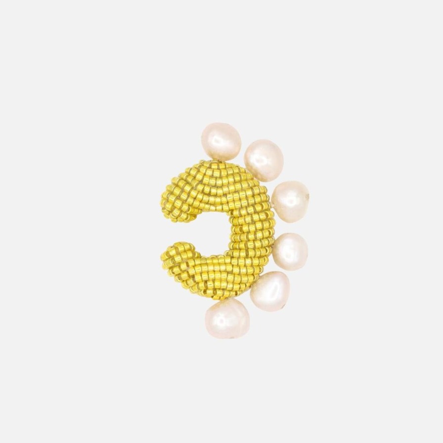 Earrings Susana Vega | Ora Pearled Small Ear Cuff, Lemon