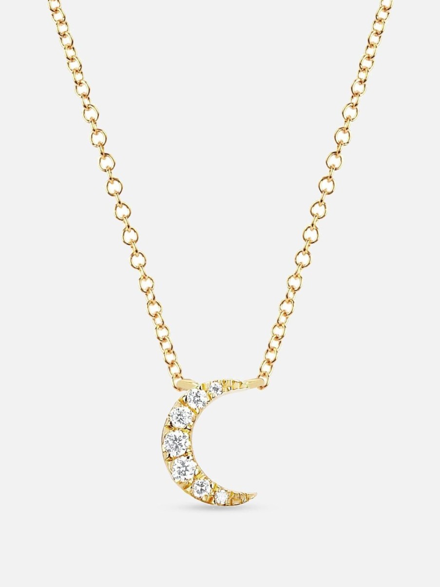 Necklaces EF Collection | Diamond Moon Choker Necklace Yellow Gold