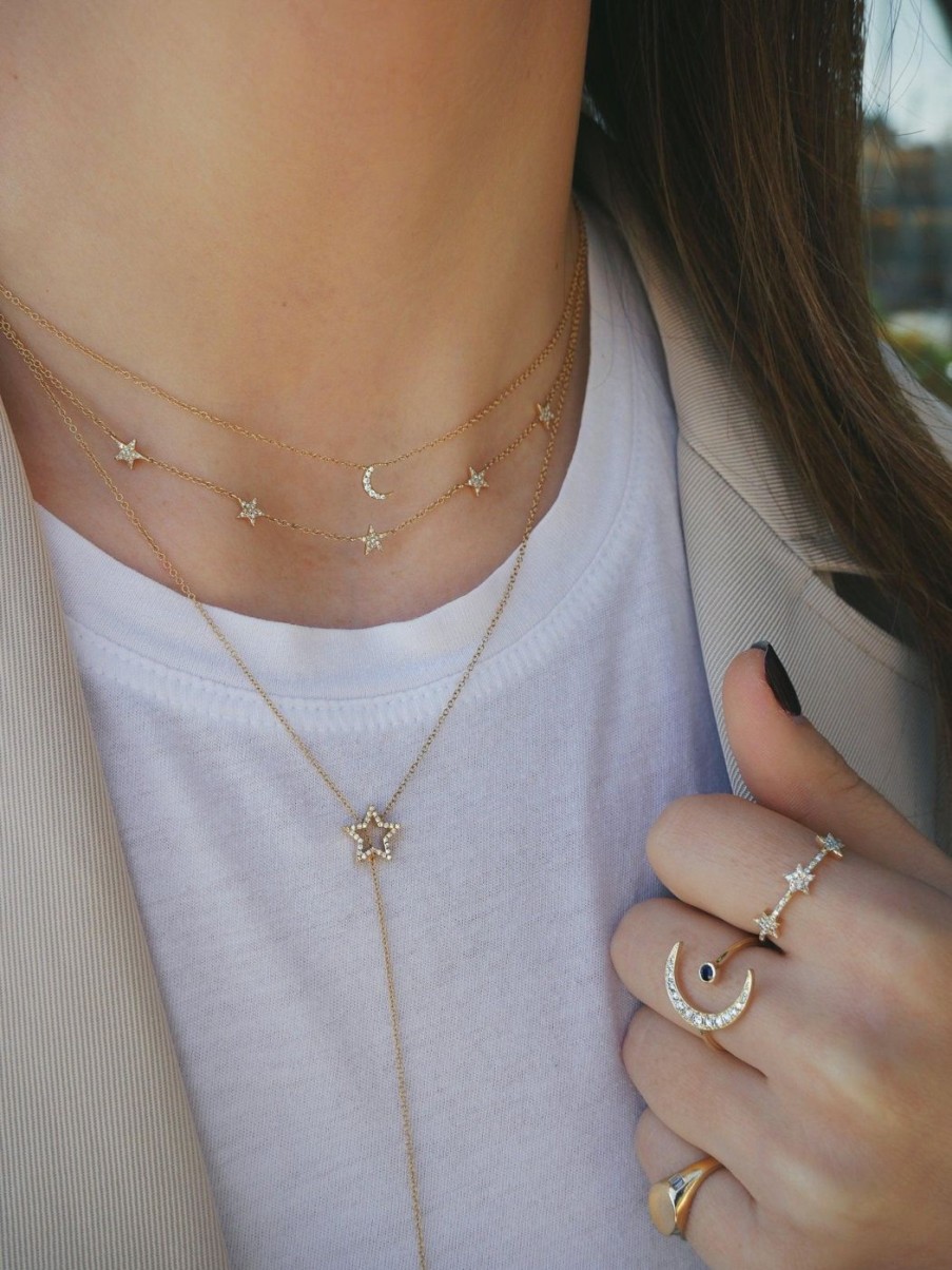 Necklaces EF Collection | Diamond Moon Choker Necklace Yellow Gold