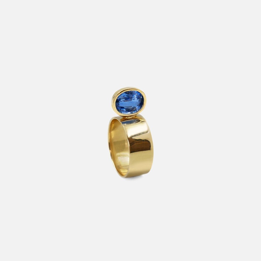 Rings Leslie Paige Jewelry | Perched Setting Ring With Oval Blue Himalayan Kyanite