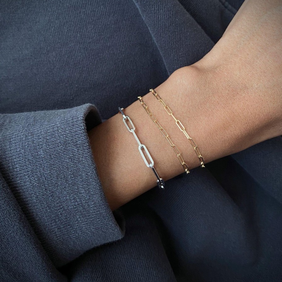 Bracelets Noor Shamma | Paperclip Bracelet — Thin, Yellow Gold